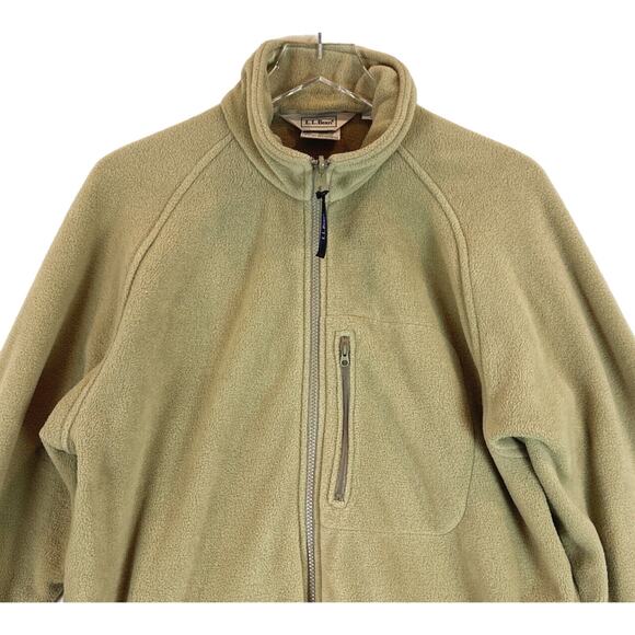 L.L. Bean Mens Fleece Jacket Size Medium Full Zip Cozy Warm Tan Outdoors Hiking - Picture 2 of 6